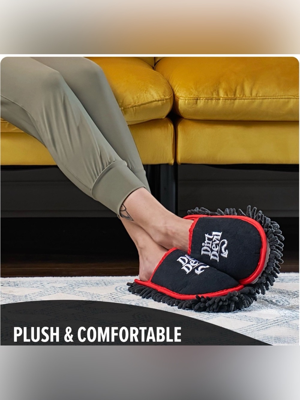 DIRT DEVIL Cleaning Slippers in Black with Red Trim ONE SIZE FITS MOST New - Picture 10 of 12